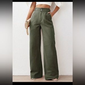 NEW High Waist Wide Leg Jeans Army Green